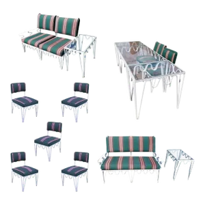 Vintage Restored 14 Piece Méandre Outdoor Patio Set by Walter Lamb for Pacific Iron