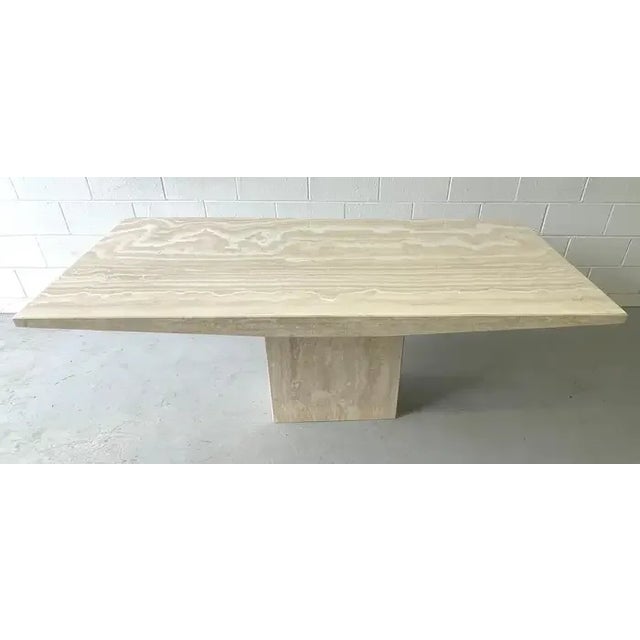Mid-Century Modern Mid 20th Century Italian Modern Sculptural Travertine Dining Table For Sale - Image 3 of 8