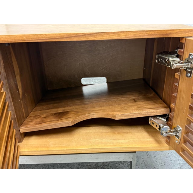 Room & Board Coles Media Center, Walnut + Steel Base For Sale - Image 11 of 12