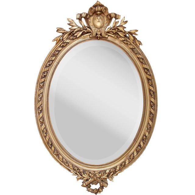 Large French Belle Époque Era Gilded Oval Mirror For Sale - Image 13 of 13
