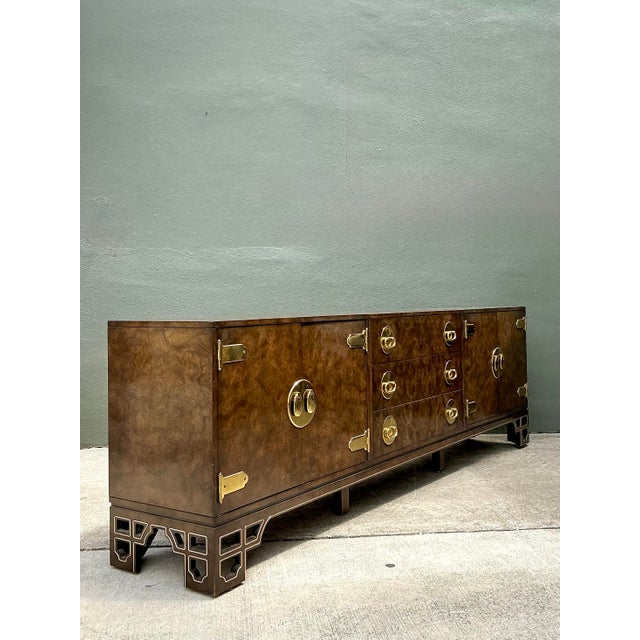 Wood Vintage William Doezema for Mastercraft Burl Wood Medallion Credenza For Sale - Image 7 of 12