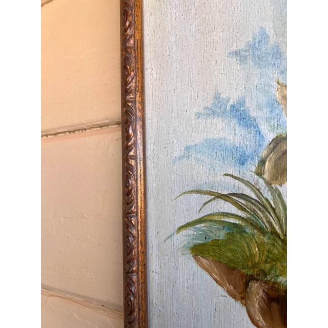 Late 20th Century Chinoiserie Chic Style Oil on Wood Painting of Women on the Floating Garden in Gilt Frame For Sale - Image 5 of 10