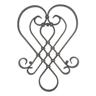 Hand-Forged Wrought Iron Heart Wall Decor (Geometric Diamond Design) 3D Wall Sculpture For Sale