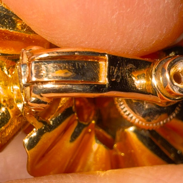 Vintage Cartier 18k Yellow Gold Floral Petal Clip-on Earrings, A Pair For Sale - Image 12 of 12