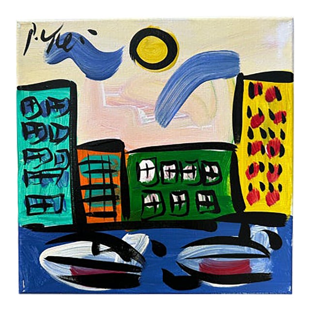 Abstract City Painting, Peter Keil For Sale