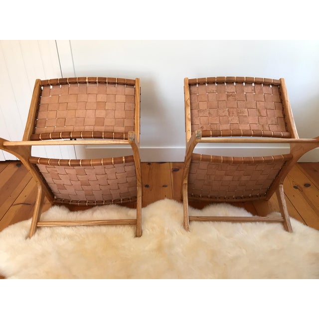 Woven Leather Lounge Chair | Chairish