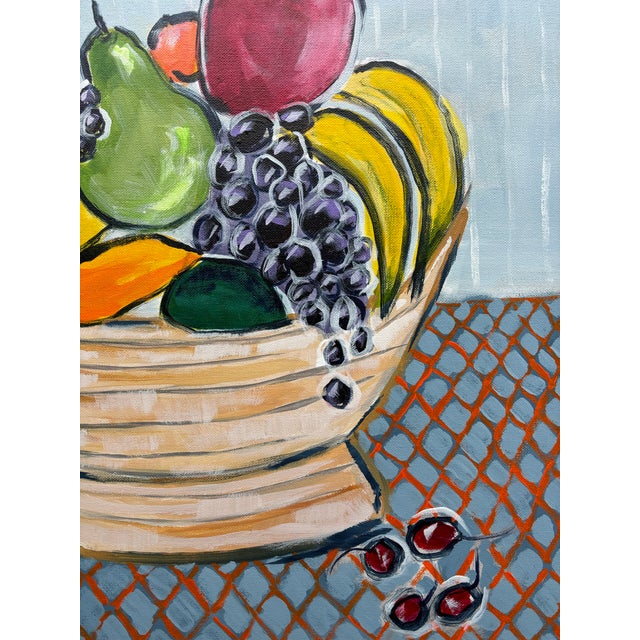 Textile “Fruit Bowl” Original Contemporary Acrylic Still Life Painting by Linda McDonough For Sale - Image 7 of 12
