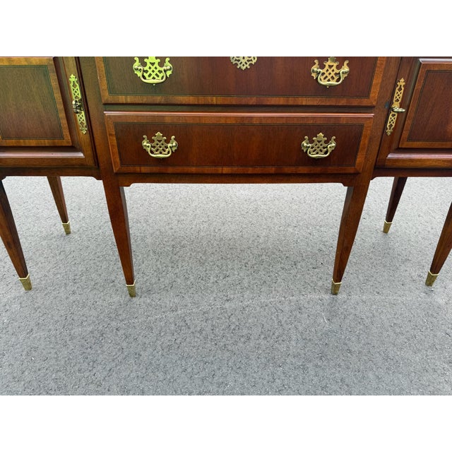 Vintage Federal Style Mahogany Sideboard / Server With Brass Gallery For Sale - Image 10 of 12