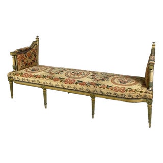 Italian Bench in Wood and Fabric, 1800s For Sale