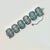 Metal 1920s Antique Art Deco Art Nouveau Blue Glass & Silver Tone Clasp Cuff Bracelet, 7” For Sale - Image 7 of 13