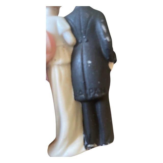 Vintage 1940s Porcelain Bride/Groom Wedding Cake Topper Made in Japan For Sale In Baltimore - Image 6 of 7