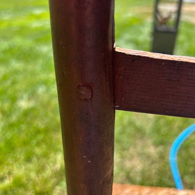 Early American Red Painted Cane Seat Ladder Back Chair For Sale - Image 12 of 12