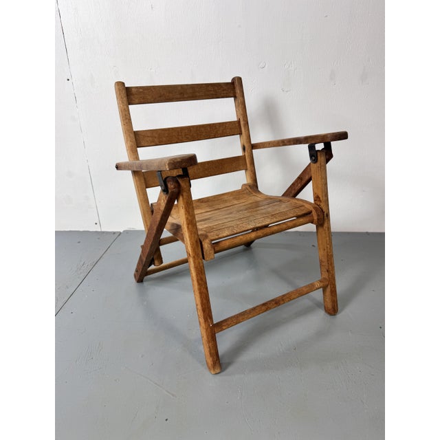 Mid-Century Wooden Foldable Children's Chair, 1950s For Sale - Image 10 of 11