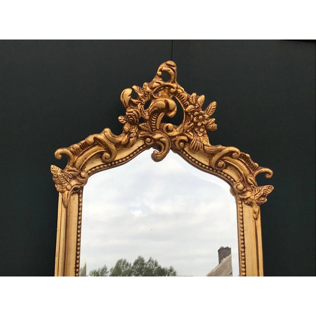 Late 20th Century Late 20th Artisan Rococo Gold Wood Floor Mirror Pair For Sale - Image 5 of 18