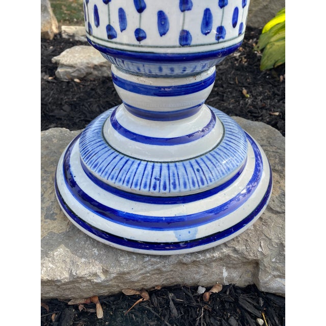 Early 1900s Antique Blue & White Chinoiserie Hand Painted