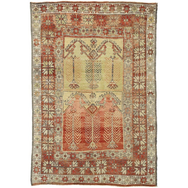 Mid 20th Century Vintage Turkish Oushak Rug, Anatolian Prayer Rug 05'05 X 07'04 For Sale - Image 10 of 10