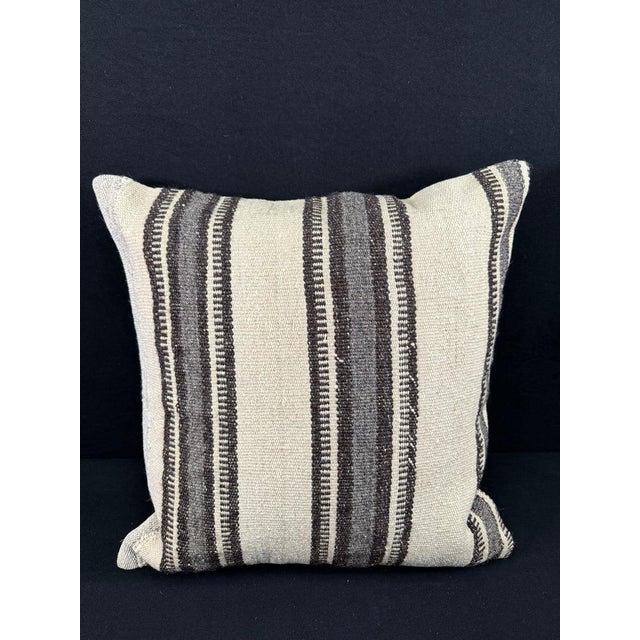 Turkish Hemp Pillow Cushion Natural Beige Gray Pillow Cushion Cover 24"x24" For Sale - Image 4 of 4