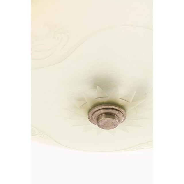 1940s Vintage Ceiling Lamp in Glass and Steel, 1940s For Sale - Image 5 of 10