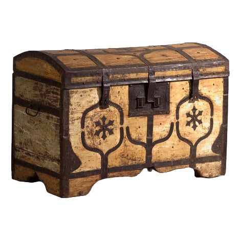Antique Iron-Bound Chest in Pine, Central Europe, 1780 For Sale