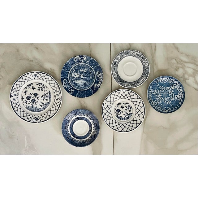 Mid 20th Century Blue and White Plate Collection- Set of Six For Sale - Image 11 of 11