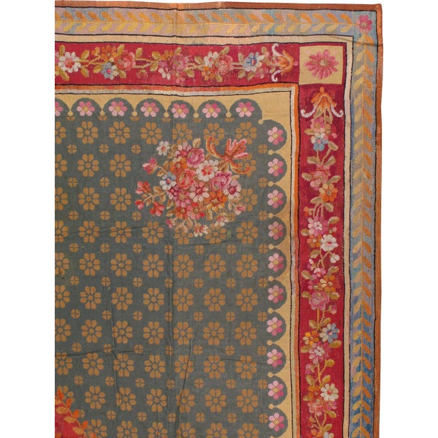 Rustic Galerie Shabab Collection Early 20th Century English Needlepoint Rug For Sale - Image 3 of 10