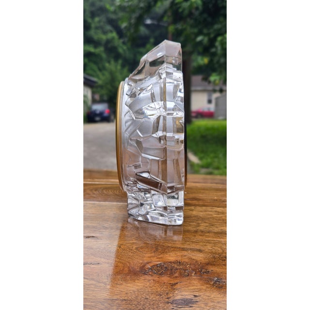 Vintage Linden Crystal Quartz Desk Clock With Faceted Glass Case For Sale - Image 10 of 12