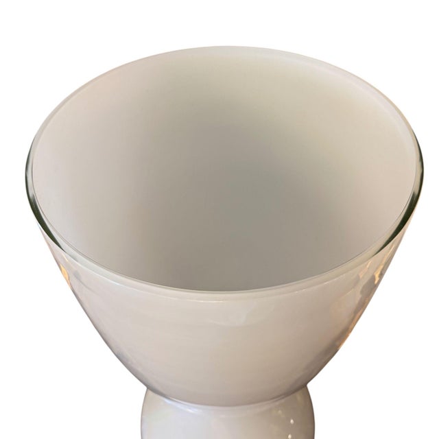 A distinctive large-scale Murano glass vase, made in Italy circa 1970s, featuring a sculptural composition in opaque white...