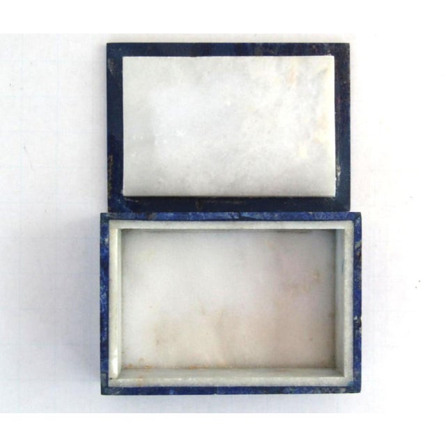 Gemstone Lapis Lazuli Trinket Box With White Marble Core Expertly Handcrafted Blue Gemstone Jewelry Keepsake For Sale - Image 7 of 7