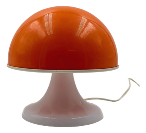 Italian Space Age Mushroom Table Lamp in Orange and White Plastic, 1970s