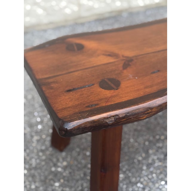 Late 20th Century Late 20th Century Rustic Live Edge Solid Wood Bench With Splayed Legs For Sale - Image 5 of 9