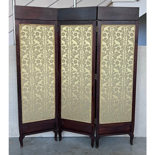 Traditional French Empire Mahogany 3-Fold Screen With Bronze Mounts For Sale - Image 3 of 9