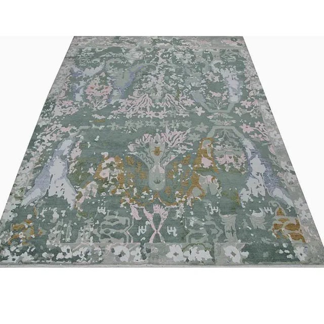 Handwoven Modern Ikat Green/Pink Area Rug 9'1" X 12'3" Chairish