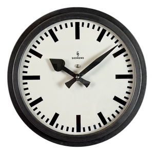 Black Industrial Factory Wall Clock from Siemens, 1950s