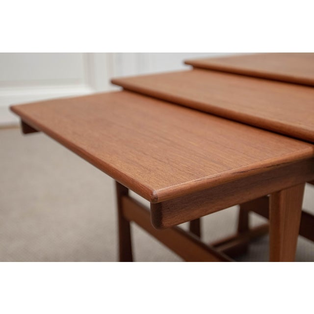 Vintage Danish Teak Nesting Tables by Kristensen & Thomassen, 1960s, Set of 3 For Sale - Image 6 of 7