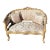 1980s French Style Settee Gold Leaf Loveseat Sofa For Sale