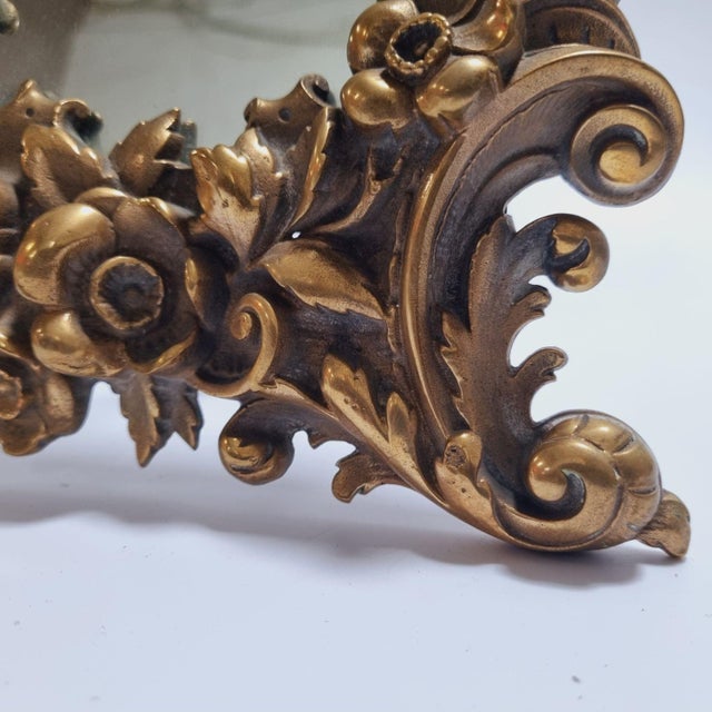 Antique Baroque Brass Table Mirror, 1890s For Sale - Image 13 of 16