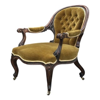 19th Century Victorian Period Carved Mahogany Armchair, 1860 For Sale