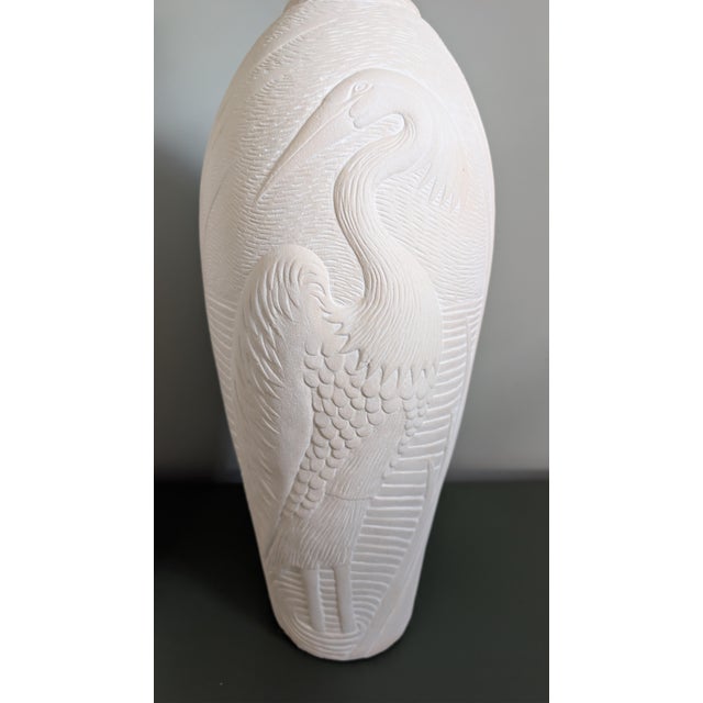 Vintage Pair of 2 Dayle Rushall Sculptural Heron Egret Table Lamps With Original Feather Finials - Pair For Sale - Image 9 of 14