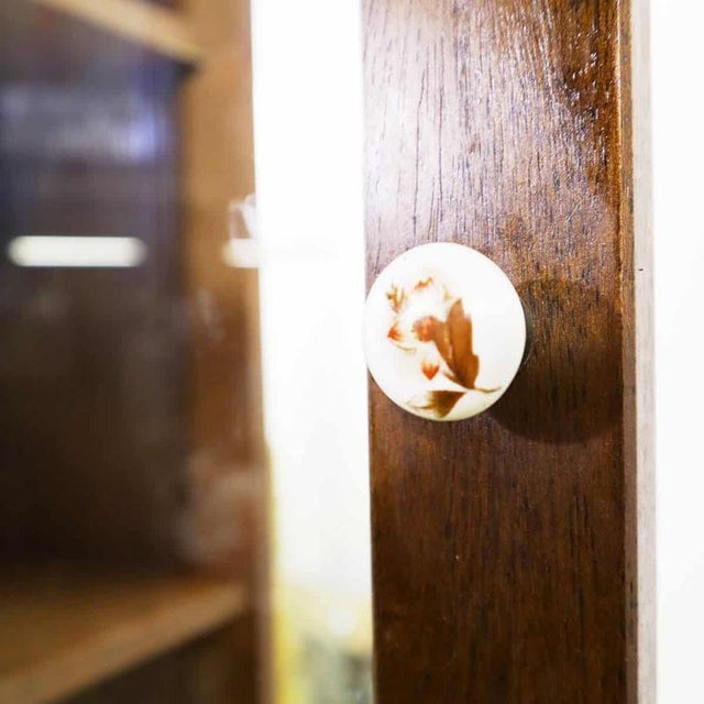 Wooden Column Cabinet with Glass Door and Ceramic Knobs For Sale - Image 9 of 11