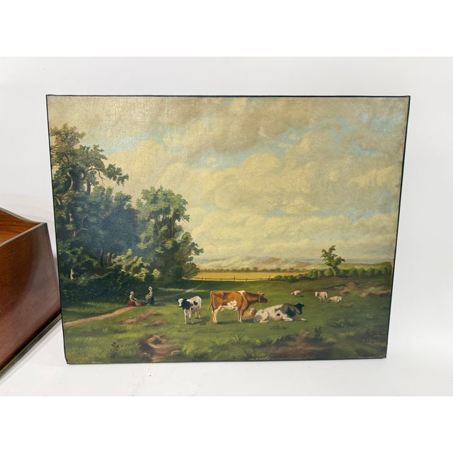 English 19th Century Pastoral Landscape With Cattle & Sheep Grazing For Sale In Providence - Image 6 of 10