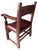 Coffee Rare Antique Spanish Revival / Gothic Oak Armchair in Oxblood Leather & Bronze Accents For Sale - Image 8 of 12