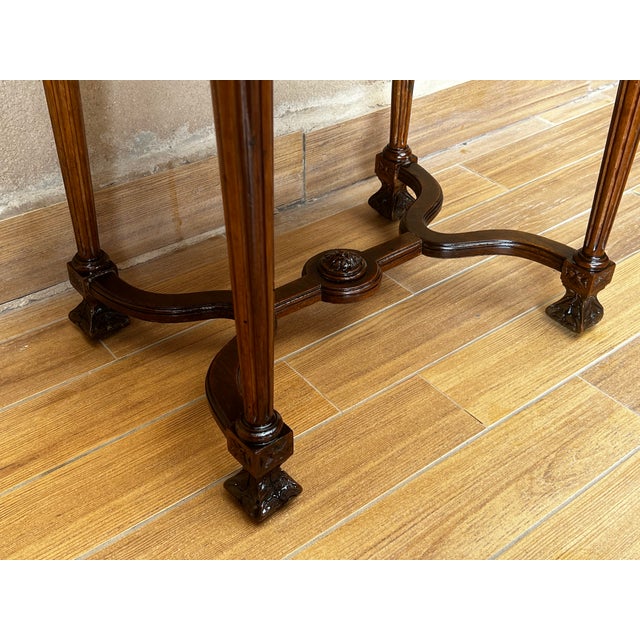 Italian 1800s Walnut Side Table With Carved Apron and Cabriole Legs For Sale - Image 9 of 13