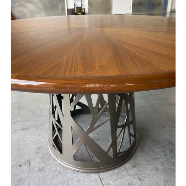 Baker McGuire “Chaparral” 54” Round Dining Table With Sculptural Metal Base For Sale - Image 10 of 11