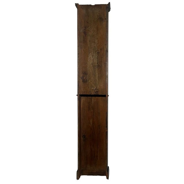 18th Century Italian Wall-Mounted Chestnut Display Cabinet with Hand-Blown Glass, 1800s For Sale - Image 4 of 18