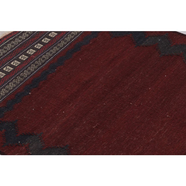 1950s Vintage Persian Kilim Runner, Brick Red With Sawtooth Border - Rug & Kilim For Sale - Image 5 of 9