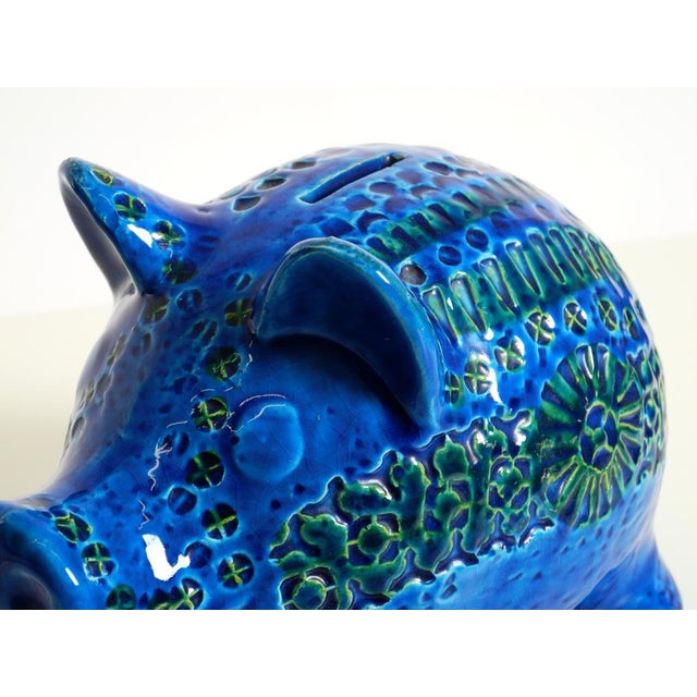 Large Rimini Blu Ceramic Pig Money Box by Aldo Londi for Bitossi Italy, 1960s For Sale - Image 16 of 18