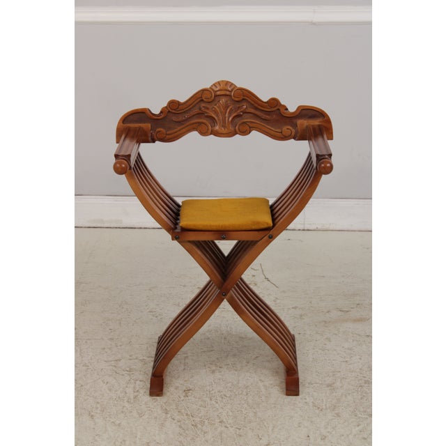 Age: C.1920s Details: Walnut Fine Carved Details High Quality Construction Stretcher Base Frame Unusual Design Folding...