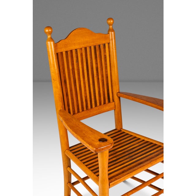 Rustic Americana Hand-Crafted 19th Century-Styled Cottage Armchair in Solid Maple & Walnut, Usa, C. 1940s For Sale - Image 9 of 18