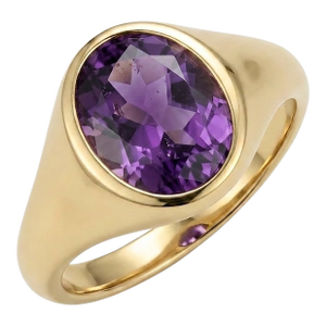 Chunky Amethyst Signet Men's Ring | Bezel Setting Thick Band Ring | February Birthstone Ring Us 7