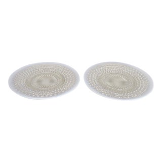 Anchor Hocking Moonstone Clear Opalescent Hobnail 1940s Plates 2pc Pair 5138b For Sale